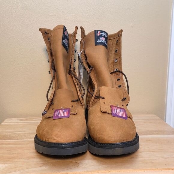 Justin Conductor 8" Work Boots Electrical Soft Toe 760 Made In USA Men's 10 EE - Picture 2 of 7